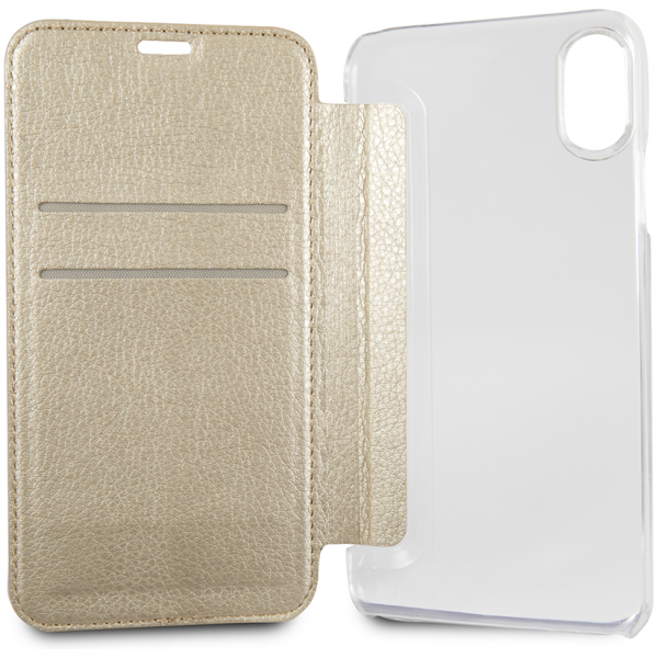 Чехол-книжка CG Mobile Guess Iridescent Booktype PU для iPhone X/XS, цвет Золотой (GUFLBKPXIGLTGO)
