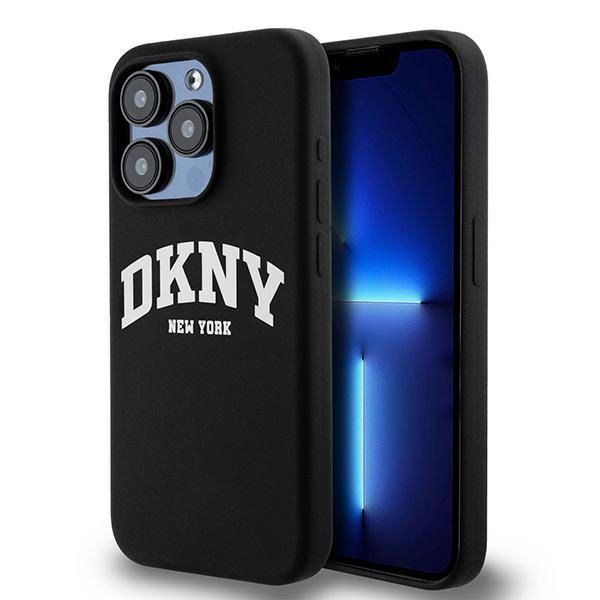 Чехол DKNY Liquid Silicone Arch Logo Hard Black/White (MagSafe) для iPhone 15 Pro