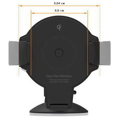 Держатель Onetto Charging Car&Desk Mount Easy Flex Wireless на гелевой присоске с беспроводной зарядкой, цвет Черный (EWC-3000)