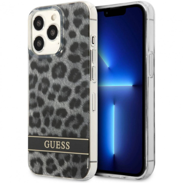 Чехол CG Mobile Guess PC/TPU Leopard Hard для iPhone 13 Pro, цвет Серый (GUHCP13LHSLEOK)