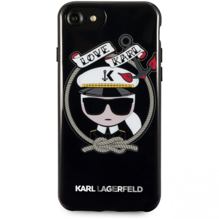 Чехол Lagerfeld для iPhone 7/8/SE TPU collection Karl sailor Hard Black, цвет Черный (KLHCI8KSB)