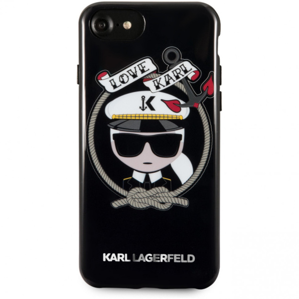 Чехол Lagerfeld для iPhone 7/8/SE TPU collection Karl sailor Hard Black, цвет Черный (KLHCI8KSB)