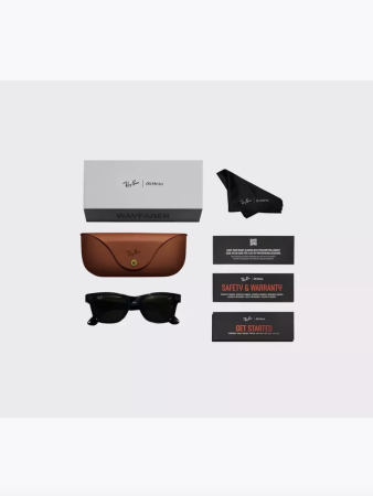 Умные очки Ray-Ban Smart Glasses Wayfarer Shiny Black/G15 Green, RW4006, Монохромные, без автозатемнения