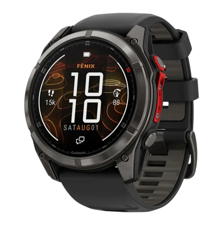 Смарт часы Garmin fenix 8 Pro, 51 мм, MicroLED, титан с DLC, сапфир, силиконовый ремешок цвета «чёрный/серы