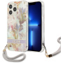 Чехол CG Mobile Guess PC/TPU Flower pattern Hard + Hand cord для iPhone 13 Pro Max, цвет Фиолетовый (GUHCP13XHFLSU)