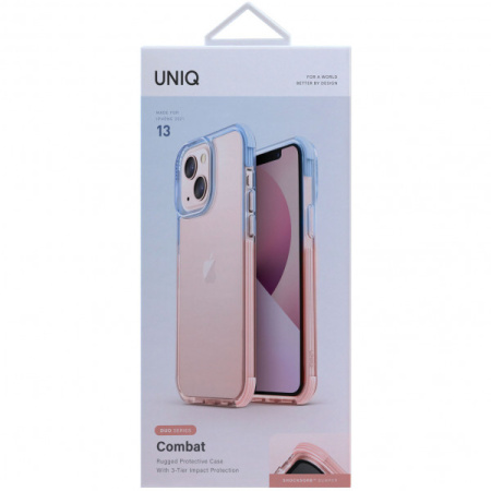 Чехол Uniq Combat Duo для iPhone 13, цвет Голубой/Розовый (IP6.1HYB(2021)-CDBLUPNK)