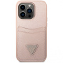 Чехол CG Mobile Guess PU Saffiano Double cardslot w Metal triangle logo Hard для iPhone 14 Pro, цвет Розовый