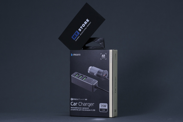Автомобильное зарядное устройство Deppa Car Charger [3 USB + USB] 35W, Черный (11295)