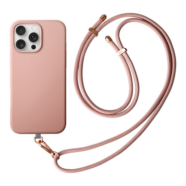 Чехол Uniq COEHL CREME Liquid silicone with Strap Bullet Pink (MagSafe) для iPhone 16 Pro Max