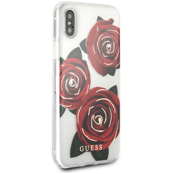 Чехол CG Mobile Guess Flower Desire Transparent Hard PC/Roses для iPhone X/XS, цвет Прозрачный красный (GUHCPXROSTR)
