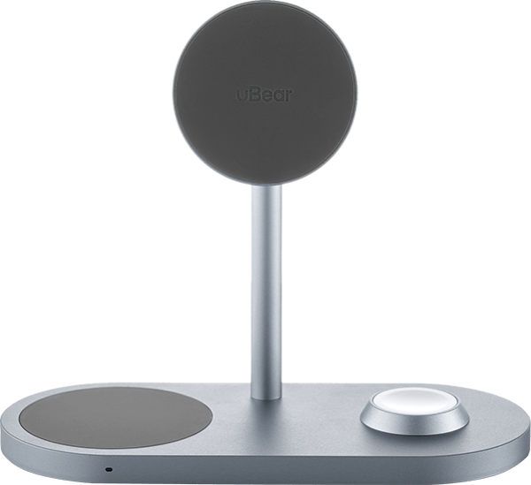 Беспроводное зарядное устройство uBear  Stage 3in1 Magnetic wireless charger, цвет: серый (WL07SG31-AD)
