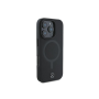 Чехол Mercedes Leather Plain Smooth with Ring Metal logo Hard Black (MagSafe) для iPhone 16 Pro, черный