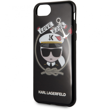 Чехол Lagerfeld для iPhone 7/8/SE TPU collection Karl sailor Hard Black, цвет Черный (KLHCI8KSB)