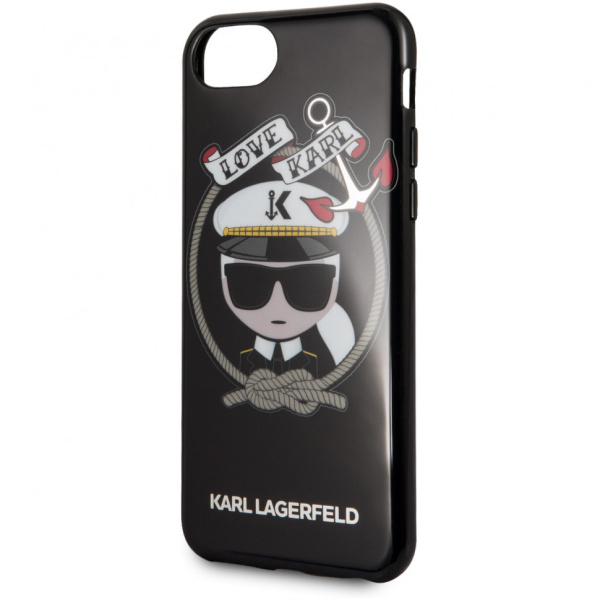 Чехол Lagerfeld для iPhone 7/8/SE TPU collection Karl sailor Hard Black, цвет Черный (KLHCI8KSB)