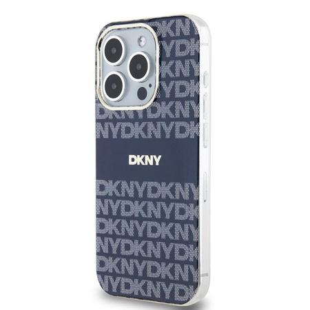 Чехол DKNY PC/TPU Repeat texture Tonal stripe Hard Blue (MagSafe) для iPhone 15 Pro, синий