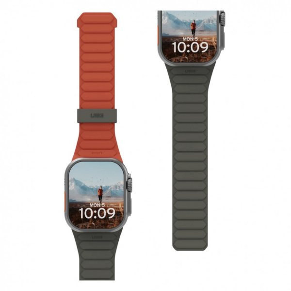 Ремешок силиконовый UAG Pathfinder Silicone для Apple Watch 49/45/44/42 мм (Olive/Rust) (194161117291)