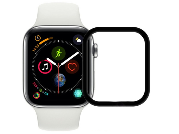 Защитное стекло Ainy (0,2мм) Apple Watch 38mm Full Screen Cover (3D) с краями из углеродного волокна, черное