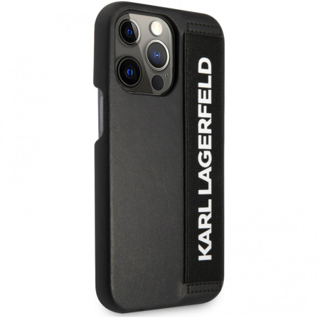 Чехол CG Mobile Karl Lagerfeld PU with Elastic Strap Hard для iPhone 13 Pro, цвет Черный (KLHCP13LSTKLBK)