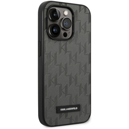 Чехол CG Mobile Karl Lagerfeld PU Saffiano Monogram w Metal logo Hard для iPhone 14 Pro, цвет серый