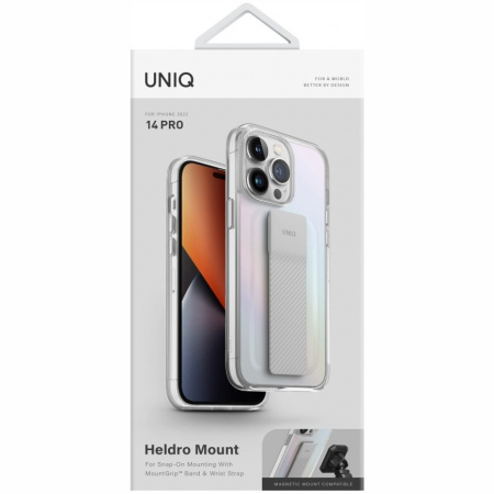 Чехол Uniq Heldro Mount + Band для iPhone 14 Pro, цвет Радужный (Iridescent)