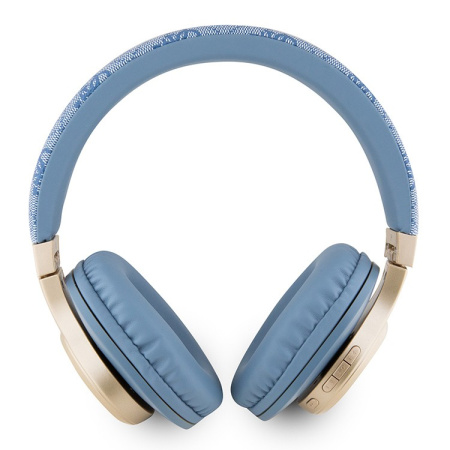 Беспроводные наушники Guess Bluetooth Headphones Sound PU 4G Script Metal Logo Blue, голубой