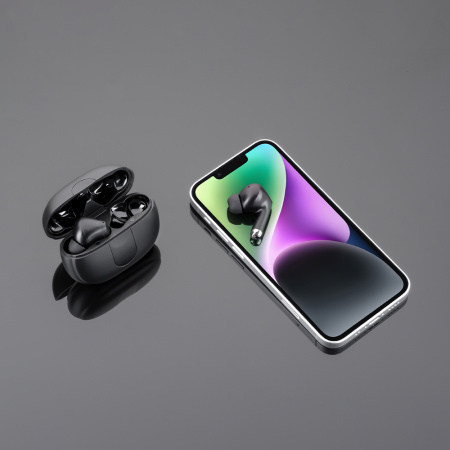 Беспроводные наушники с микрофоном Deppa Air Icon Pro, TWS, BT 5.2, 400 мАч, ANC/ENC, черный (44195)