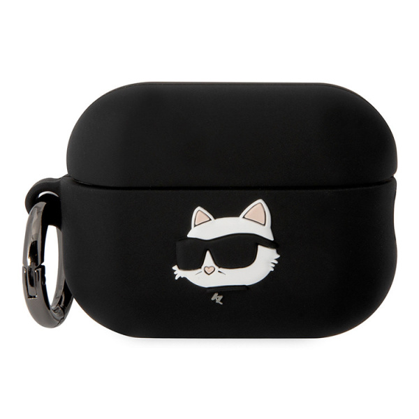 Чехол Karl Lagerfeld Silicone case with ring NFT 3D Choupette для Airpods Pro 2 (2022), цвет черный (KLAP2RUNCHK)