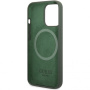 Чехол CG Mobile Guess Liquid silicone Plate metal logo Hard (MagSafe) для iPhone 13 Pro Max, цвет Зеленый (GUHMP13XSPLA)