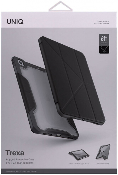 Чехол Uniq Trexa Anti-microbial для iPad 7/8/9 10.2", цвет Черный (PD10.2GAR-TRXBLK)
