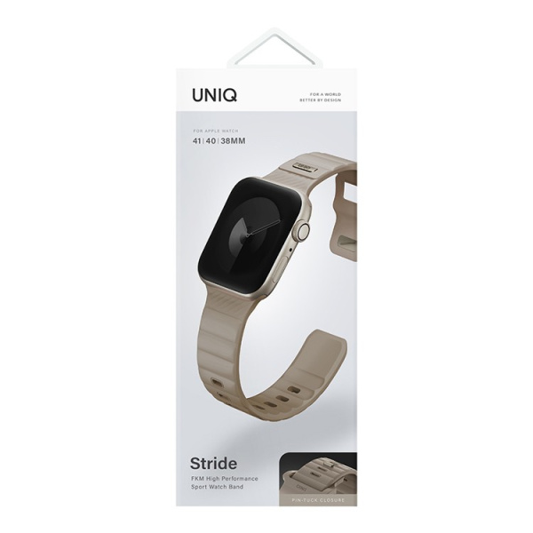 Силиконовый ремень Uniq STRIDE FKM Rubber Iceplant для Apple Watch 38/40/41mm, Pale Khaki