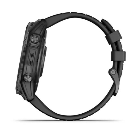 Смарт часы Garmin Epix Pro (Gen 2) Standard Edition 51 mm Slate Grey, титановый угольно-серый, DLC, черный силиконовый ремешок
