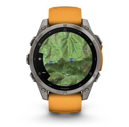 Смарт часы Garmin Fenix 8, 51 мм, AMOLED, Sapphire Titanium with spark orange/graphite silicone band