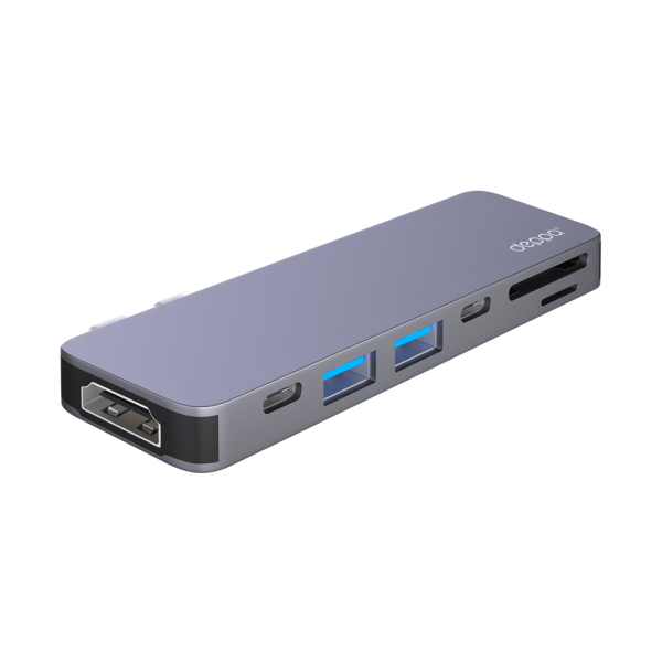 Адаптер-хаб Deppa USB-C для MacBook 7-в-1, графит (73121)