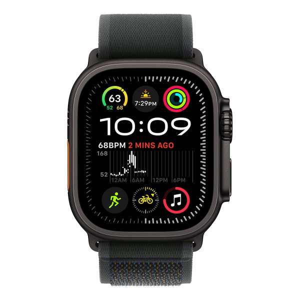 Apple Watch Ultra 2 (2024), 49 мм корпус из титана цвета «Black», ремешок Trail Loop цвета «Black»