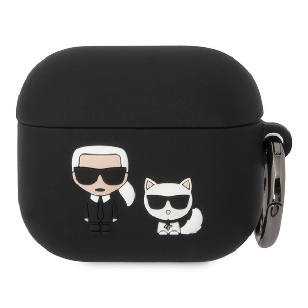 Чехол Karl Lagerfeld Silicone case with ring Karl & Choupette для Airpods 3 (2021), цвет черный (KLACA3SILKCK)