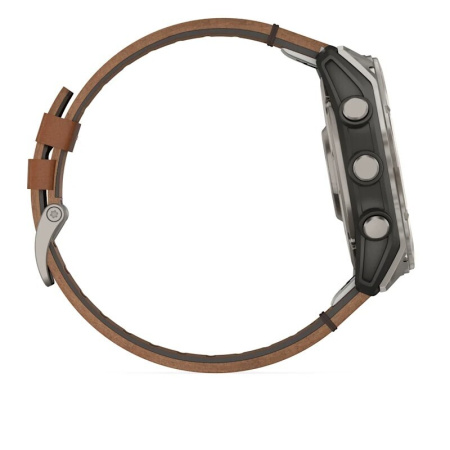 Смарт часы Garmin Fenix 8, 51 мм, AMOLED, Sapphire bare Titanium, black with chestnut leather band plus graphite silicone band