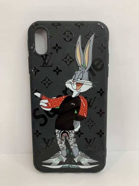 Чехол силиконовый для iPhone XS MAX Supremeparty bunny 2, цвет Черный