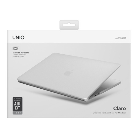 Чехол Uniq Claro для MacBook Air 13'' (2022 M2), прозрачный, Matte Clear (MA13(2022)-CLAROMCLR)