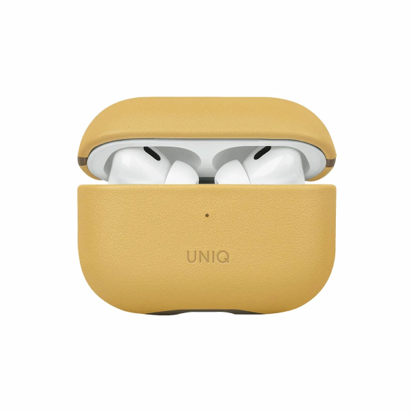 Чехол Uniq Lyden DS Leatherette with handstrap Canary для Airpods Pro 2, Yellow/Flint Grey