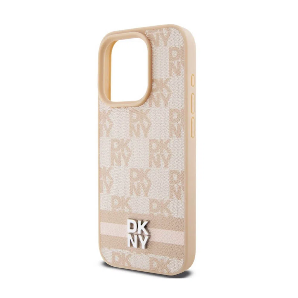 Чехол DKNY Checkered Printed stripes для iPhone 15 Pro Max, Розовый