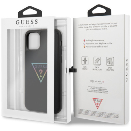 Чехол CG Mobile Guess Iridescent glitter Triangle logo Hard PC/TPU для iPhone 11, цвет Черный/Радужный (GUHCN61TRMLBK)