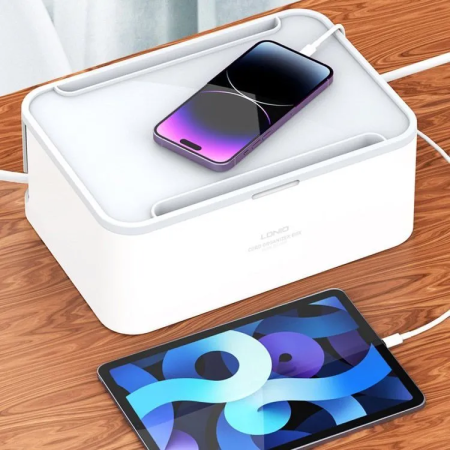 Сетевой фильтр в боксе LDNIO SN5310 Management Power Strip Box - 5 розеток, 2500W, 3 USB-A, 2м, версия EU (white)