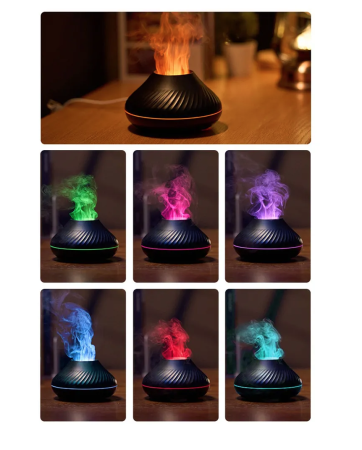 Ароматический увлажнитель воздуха с имитацией пламени, Black