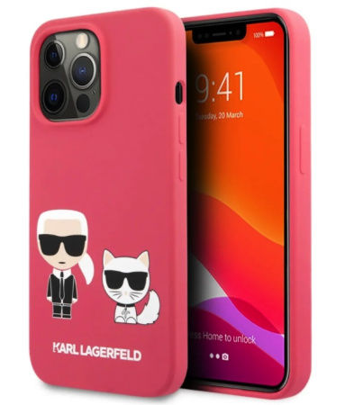 Чехол CG Mobile Karl Lagerfeld Liquid silicone Karl & Choupette Hard для iPhone 13 Pro Max, цвет Фуксия (KLHCP13XSSKCP)