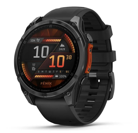 Смарт часы Garmin Fenix 8, 47 мм, AMOLED, Slate Gray with black silicone band