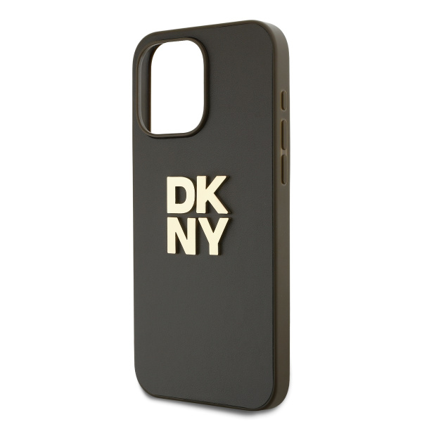 Чехол DKNY PU Stack metal logo Hard + Hand strap Green для iPhone 15 Pro, зелёный