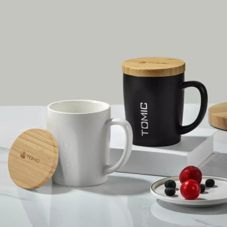 Керамическая кружка с бамбуковой крышкой TomicCeramic Cup With Bamboo Cover (TC1316U)