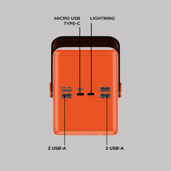 Внешний аккумулятор Deppa NRG Turbo Z 100000 mAh, 22.5W (4x Type-A; 1x Type-C; Micro USB; Lighting) Оранжевый (33661)