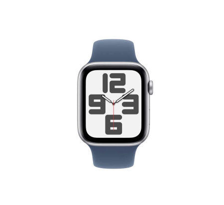 Apple Watch SE (2024), 40 мм корпус из алюминия цвета «Silver», ремешок Sport Band размера M/L цвета «Denim»
