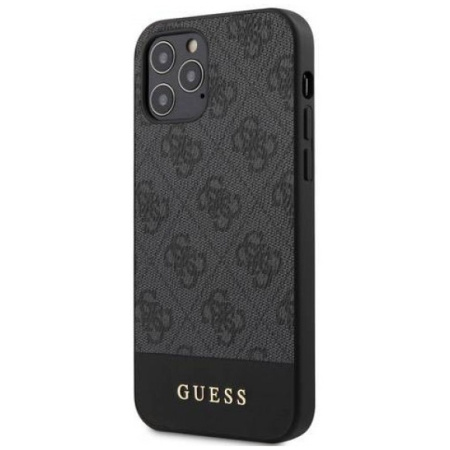 Чехол CG Mobile Guess 4G PU Stripe Metal logo Hard для iPhone 12 Pro Max, цвет Серый (GUHCP12LG4GLGR)